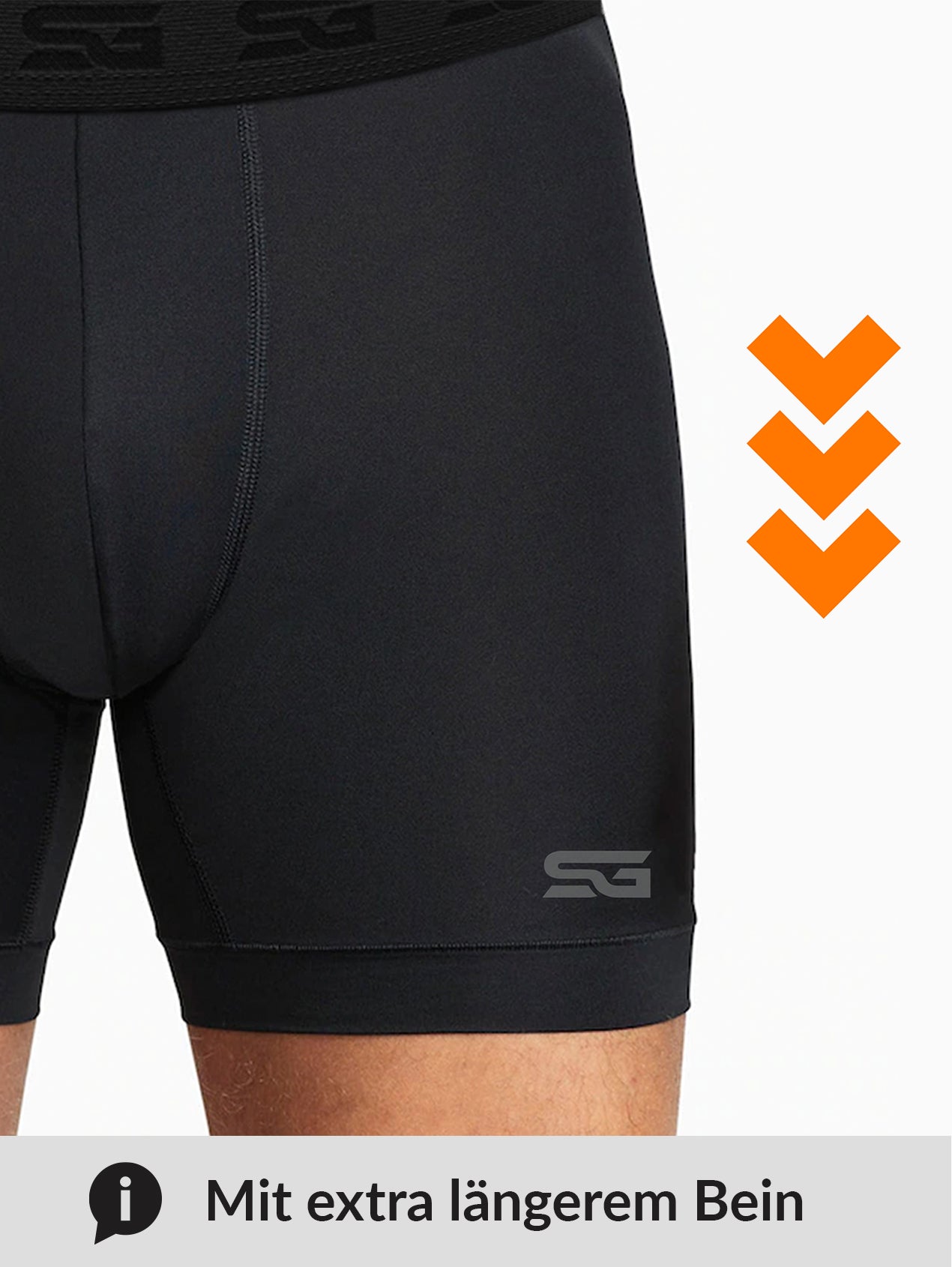 SPORT Boxershorts (2 -St.) mit längerem Bein - Schwarz