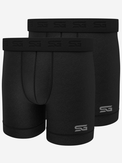 SPORT Boxershorts (2 -St.) mit längerem Bein - Schwarz